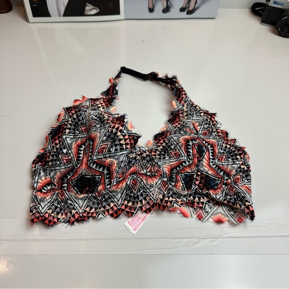 PINK Victoria's Secret Black and White Embellished Bustier Bralette halter - Picture 1 of 6